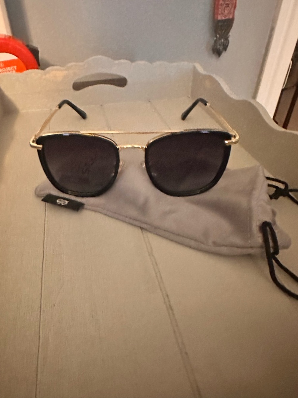 Sojos Gold Frame Black Lens Sunglasses